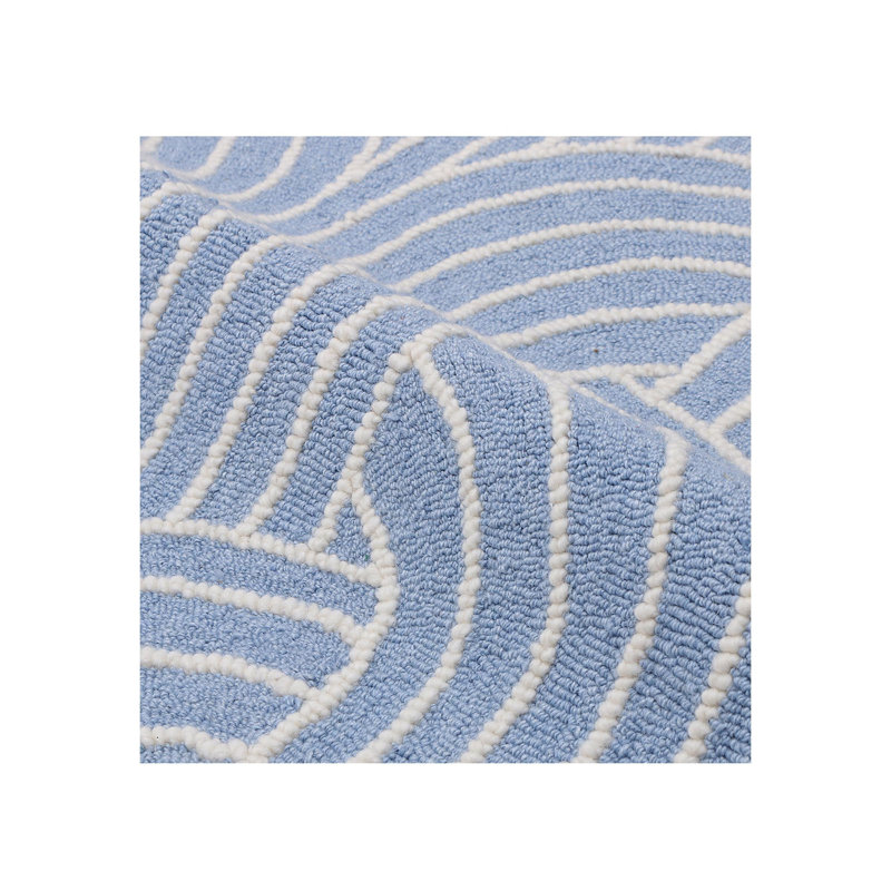 Geometric Area Rug in Denim Blue, Runner 2.6' x 7'