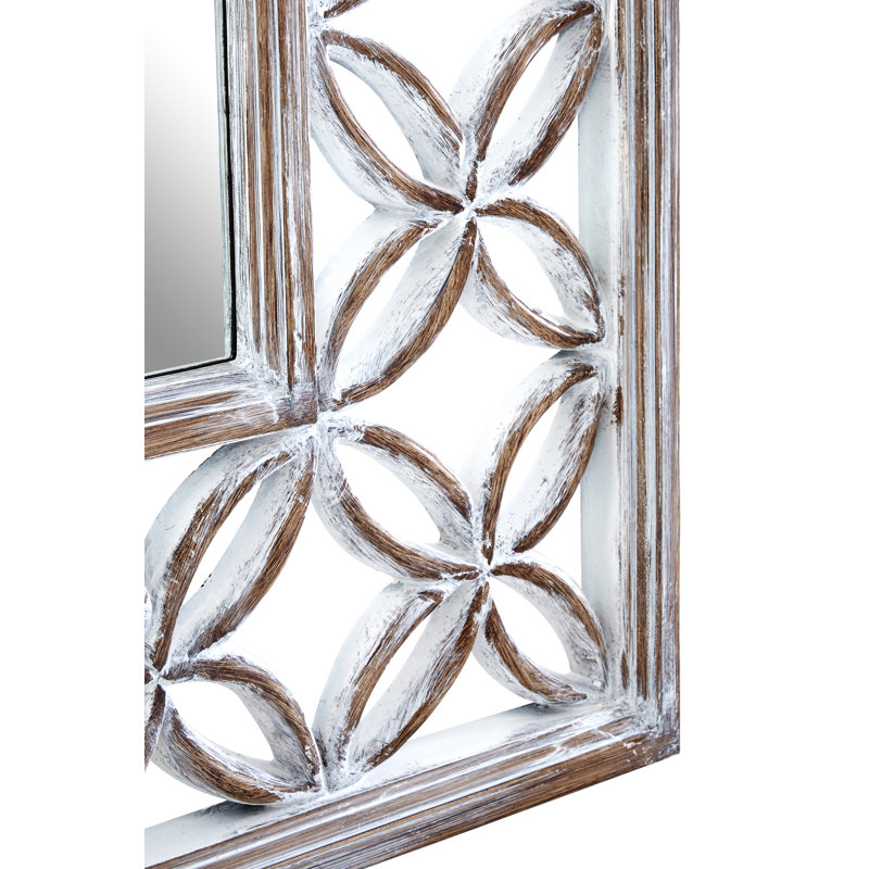 Ferrara Solid Wood Concave Wall Mirror, Antique White