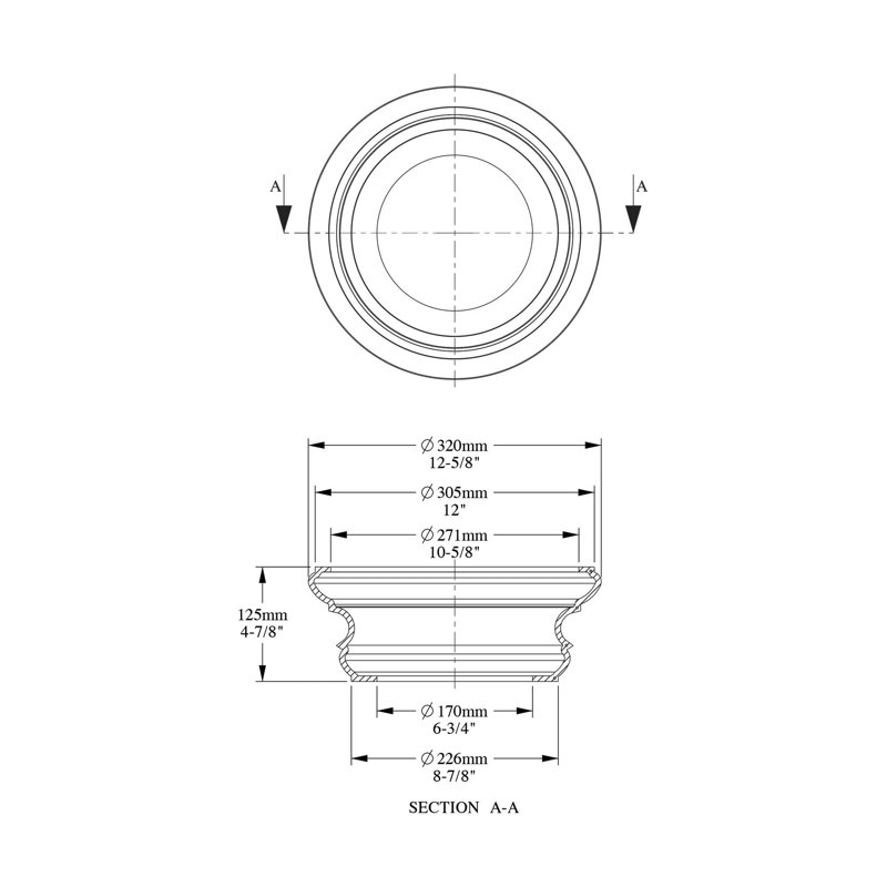 Base de colonne entière en polyuréthane haute densité, apprêté blanc H 12 5/8 po x l 4 7/8 po x P 12 5/8 po