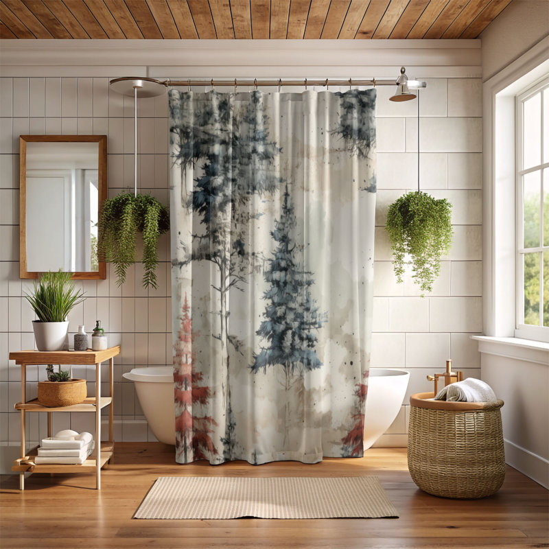 Winter Tree Scenes - Premium Shower Curtain, 74"H x 71"W