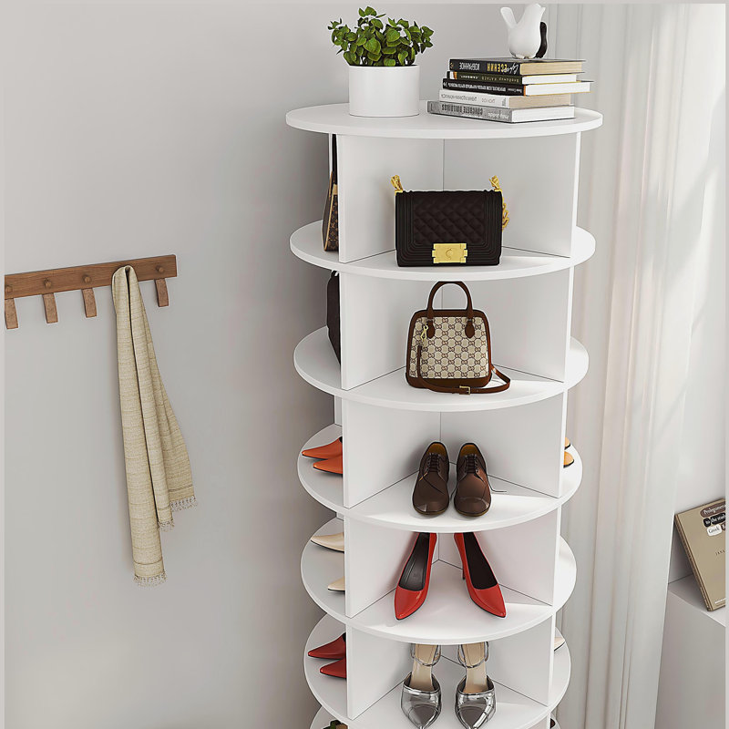 360 Rotating Shoe Cabinet 7 Layers, White, 7