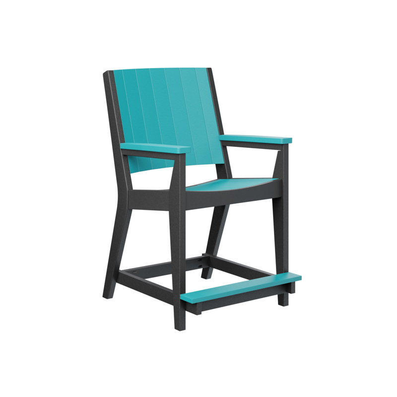 Mayhew Outdoor Bar Stool, Black, Aruba Blue