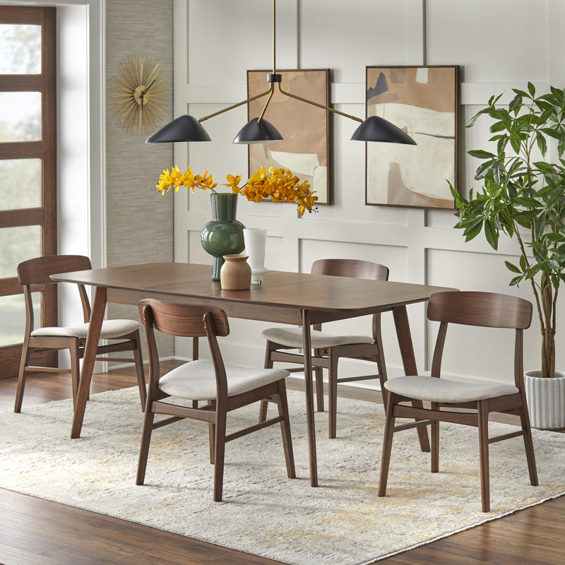 Ensemble de salle à manger Jagveer, 5 pièces: table, 4 chaises, Beige