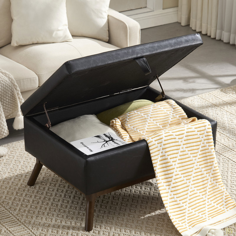 Banc de rangement Mid-Century, Noir