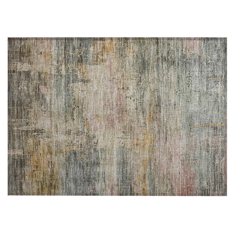 Sage Green Watercolor Washable Indoor/Outdoor Rug