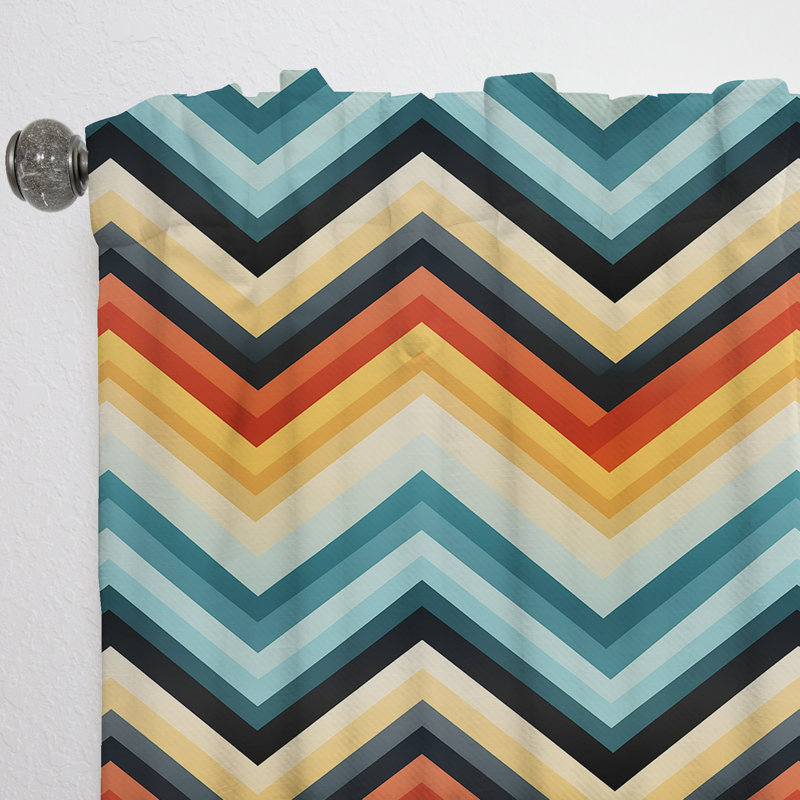 Motif à chevrons Retro Revival - Rideau à chevrons - Rideau à chevrons obscurcissant - 1 panneau, L 52 po x L 108 po