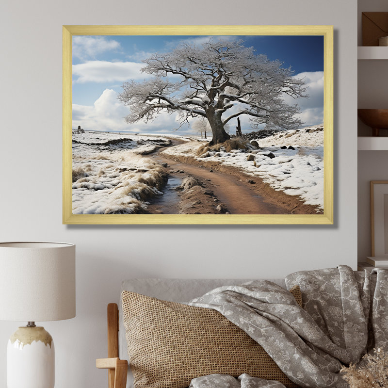 Route dans la prairie, horizon - prairie, art mural, salon, Encadrement doré, H 24 po x l 32 po