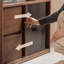 Bureau en bois massif en forme de L brun noisette avec 2 tiroirs-1185026721