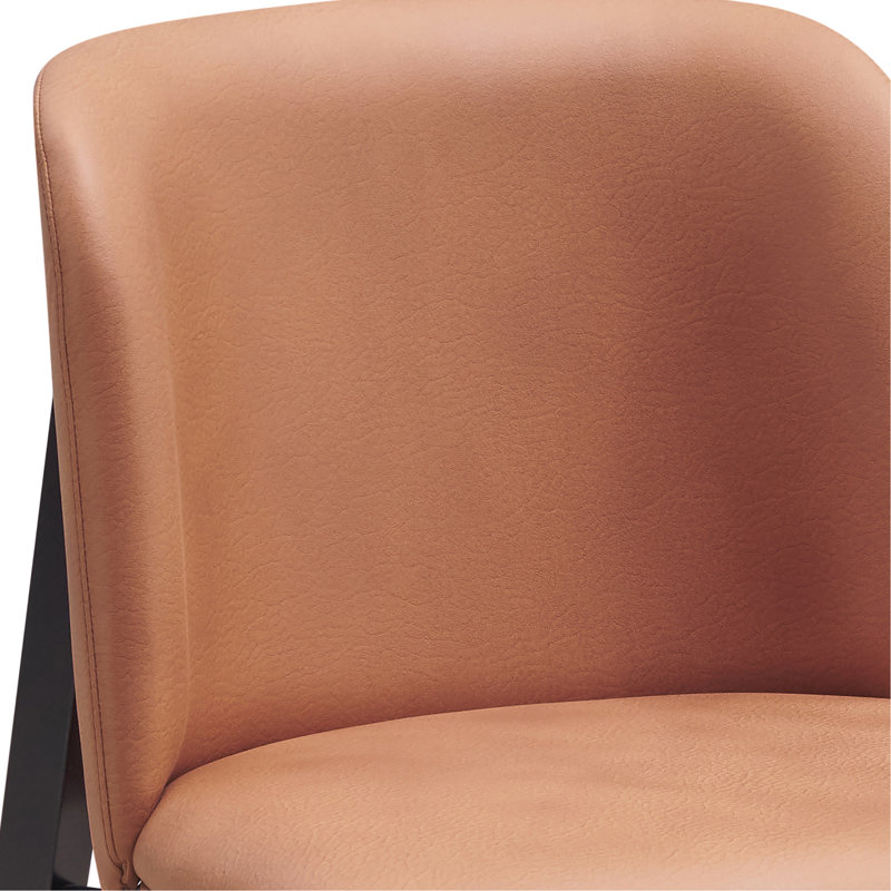 Chaise d'appoint chameau polie et noire rembourrée (ensemble de 2)