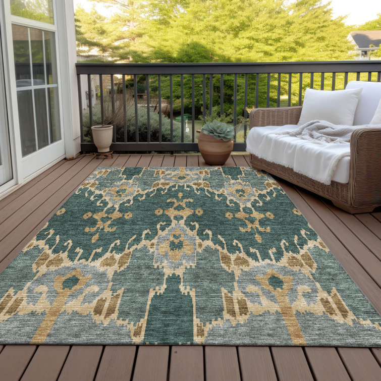Malchow Washable Ikat Indoor / Outdoor Rug