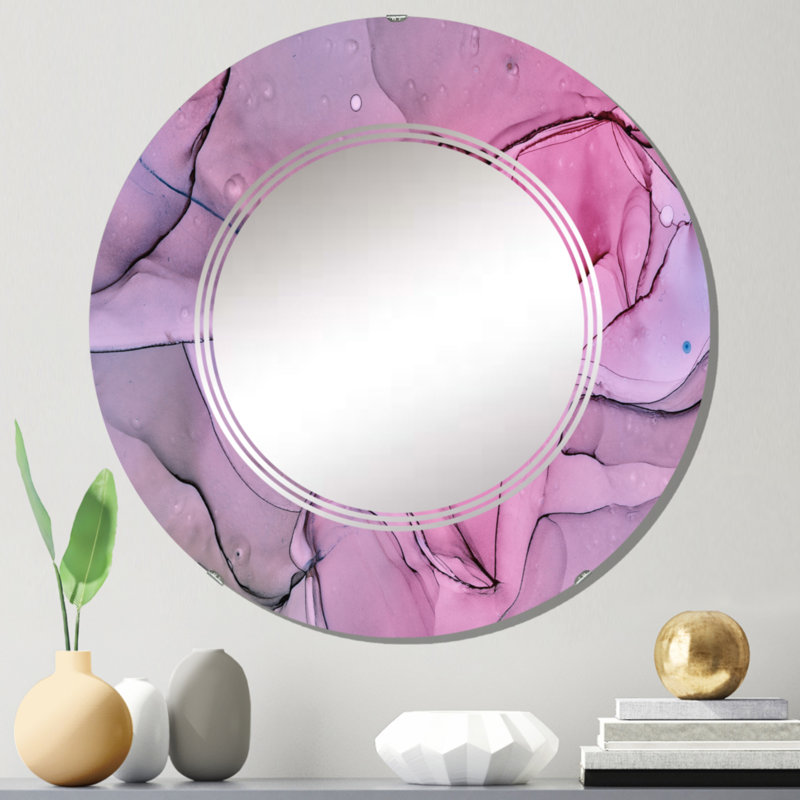 Miroir mural rose et mauve, 24 po x 24 po