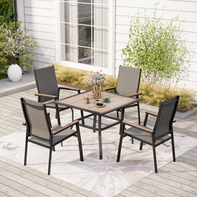 Galdo 4 - Person Patio Dining Set Umbrella Hole Included Square Table