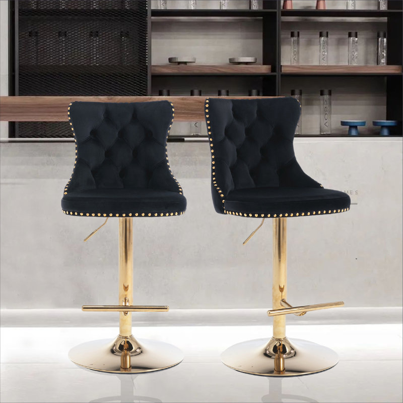 Tabouret de bar Kittrell, Or, Noir