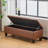 Stylish Storage Ottoman Bench with Brown PU Surface and Rubber Wood Legs, 300 lbs Capacity for Home Decor-736854951