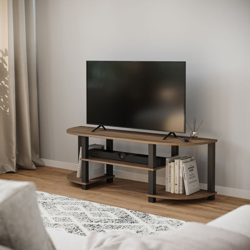 Sireli Unfinished TV Stand for TVs up to 55", Dark Oak/Black
