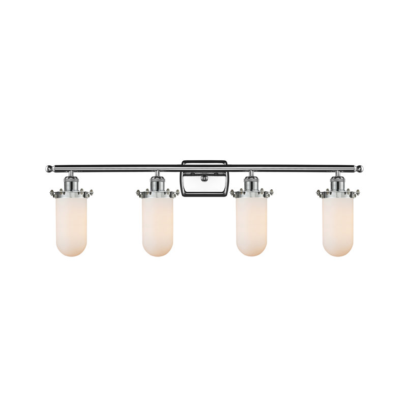 Éclairage pour salle de bain 4 lumières Calixta, Blanc, Noir mat, Incandescent