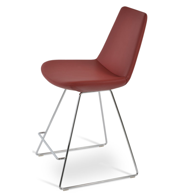 Eiffel Wire Bar Stool, Leatherette-Orange