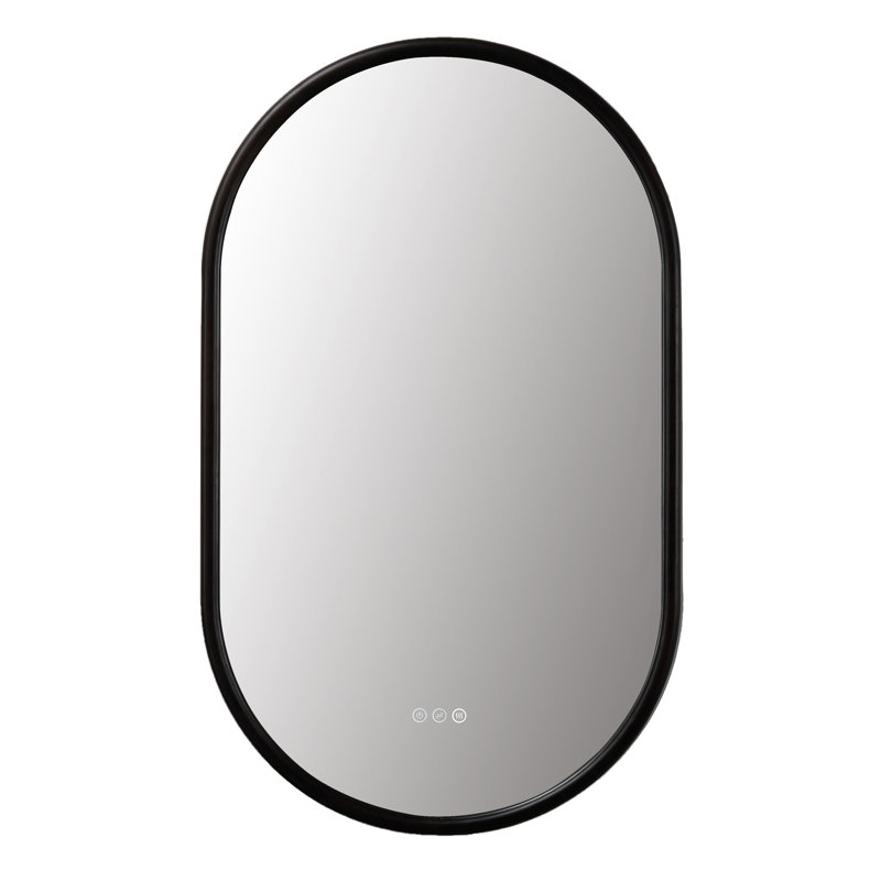 Miroir anti-buée en chêne naturel Veener, 39,37 po x 23,62 po, Noyer foncé, Ovale