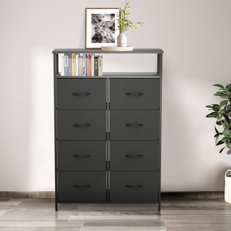 Commode double 8 tiroirs 31,5 po Waltrude, Noir