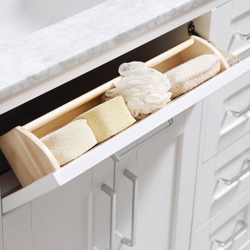 Tahoe 36" Pure White Freestanding Bathroom Vanity with Carrara Marble Top
