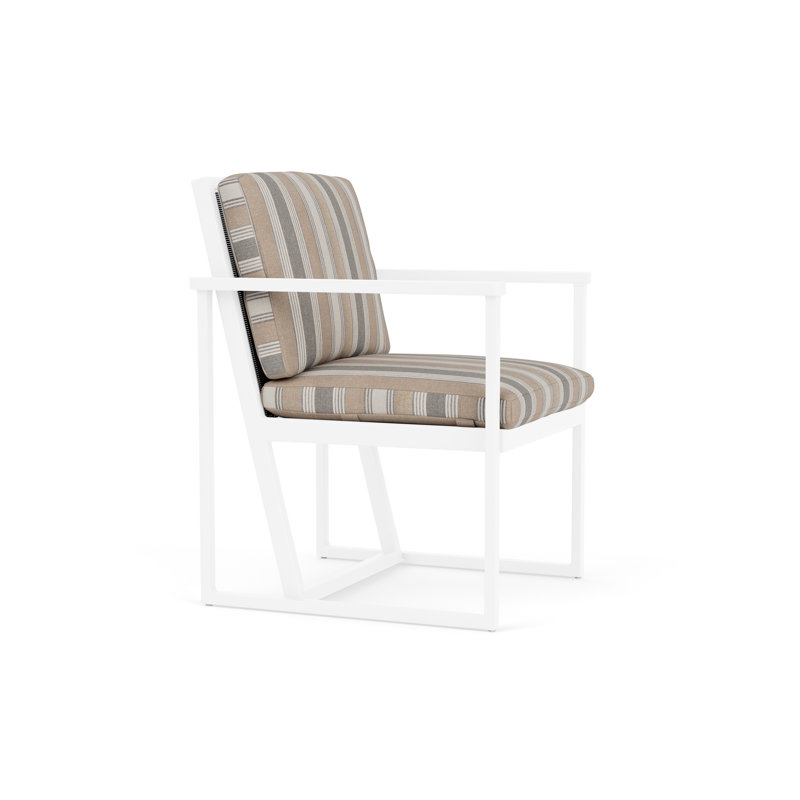Summit Outdoor Dining Armchair, Pewter, Purveyor Pewter, White