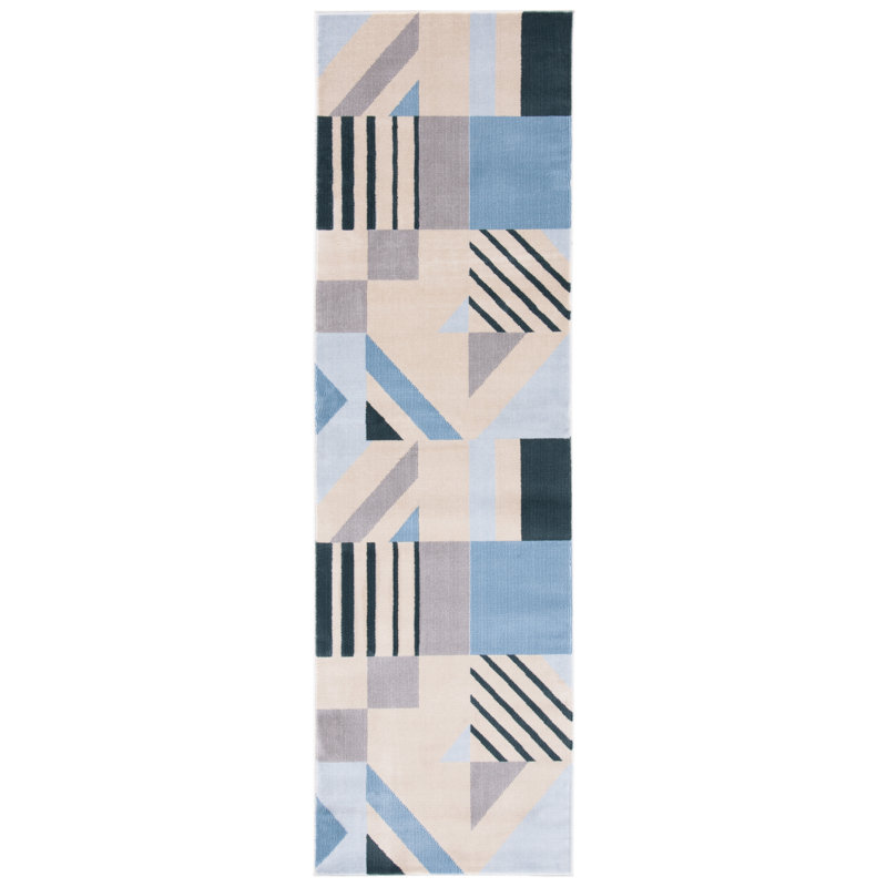 Tapis beige à motif géométrique Aslin, Tapis de couloir 2 pi 2 po x 5 pi