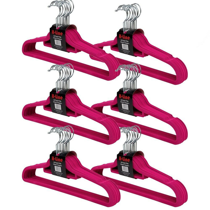 Velvet Standard Hanger for Dress/Shirt/Sweater, Pink