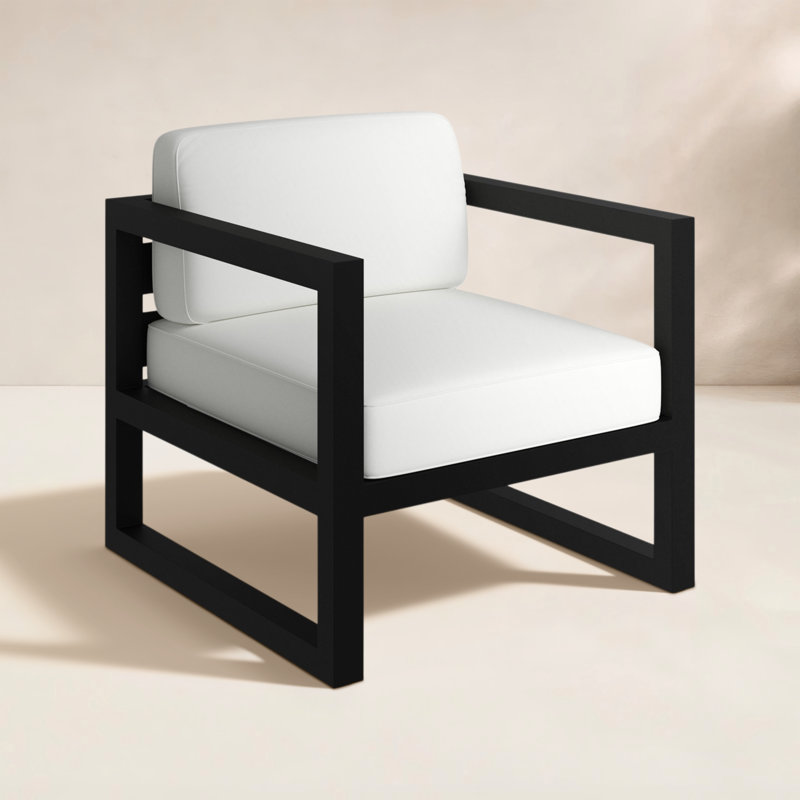 Avion Patio Chair with Sunbrella Cushions, Canvas Natural Sunbrella® Canvas, Black