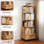 Bibliothèque à 5 niveaux pivotant sur 360 degrés avec roues | Noyer brun | Moderne | Panneau de fibres à densité moyenne