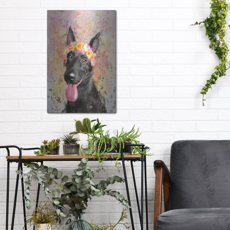 «Flower Crown German Shepherd 2» par Furbaby Affiliates, H 16 po x l 12 po