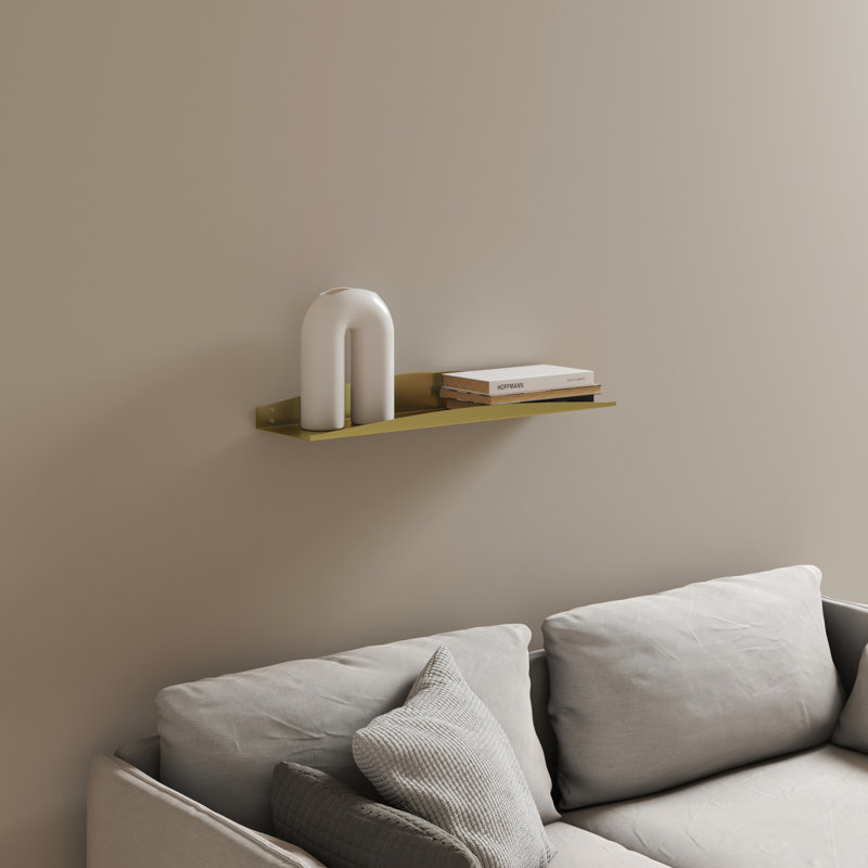 Ronella Metal Floating Shelf, Gold, 6.5" H x 61" W x 15.5" D