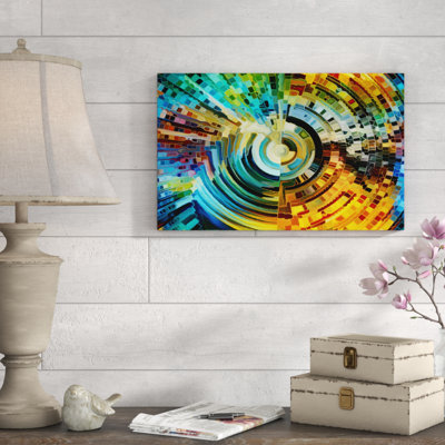 Corwin Abstract Paths of Stained Glass Round metal Art Print