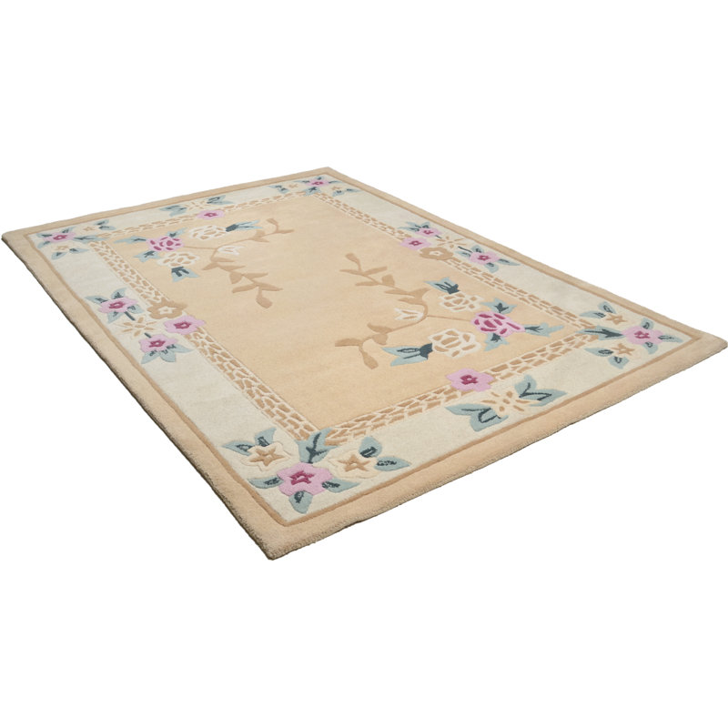Gholston Floral Wool Hand Woven Area Rug, Rectangular 70 x 140cm