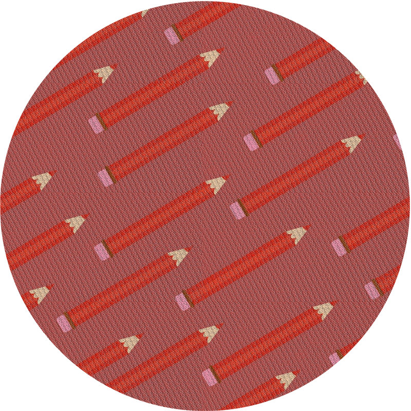 Tapis orange/beige à motifs, Rond 3 pi