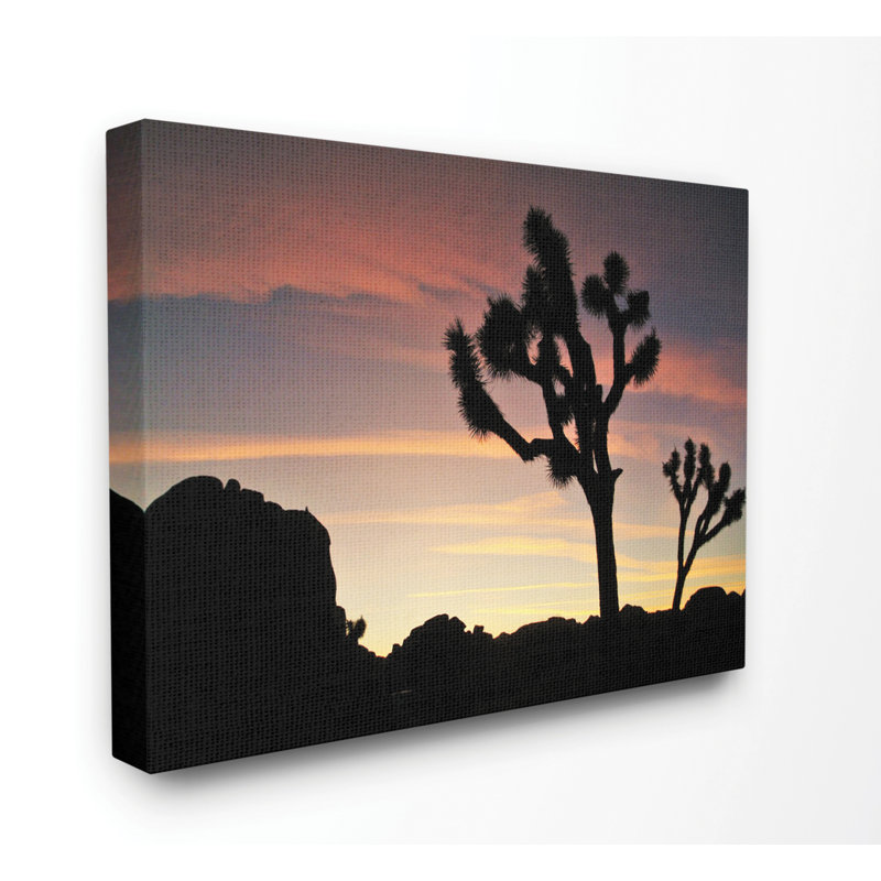 Desert Tree Sunset Silhouette - Print, Wrapped Canvas, 16" H x 20" W x 1.5" D