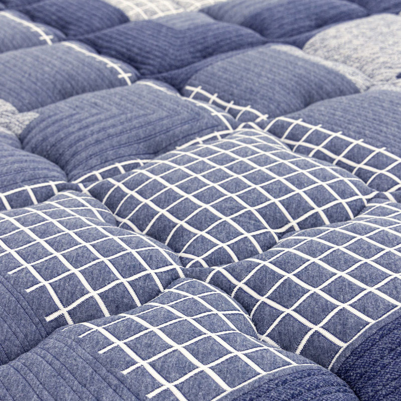 Matelas King bleu multi-usages de 14 pouces avec unité de sommier à poches, mousse à mémoire de forme, couches de mousse, tissu ultra doux, unité roulée compressée et