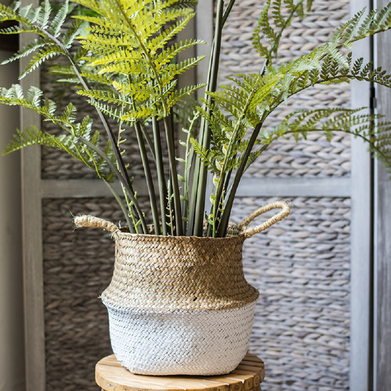 Panier en osier, H 10,6 po x l 10,6 po x P 8,7 po, Blanc