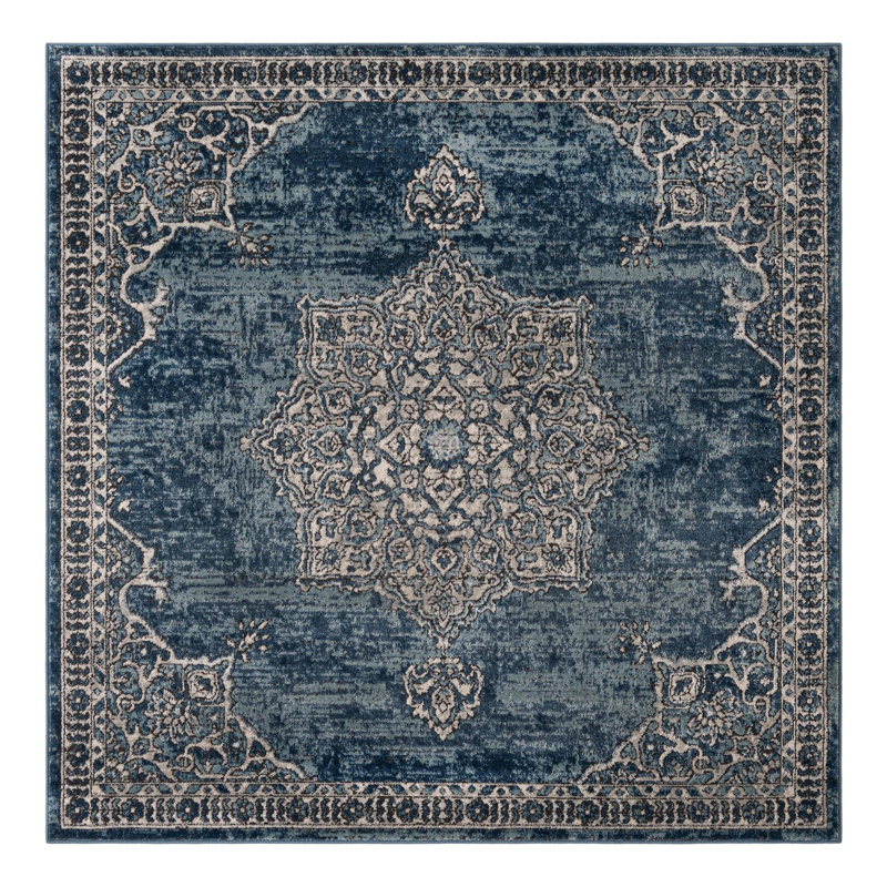 Weingartner Abstract Blue/Gray Area Rug, Square 6'1"