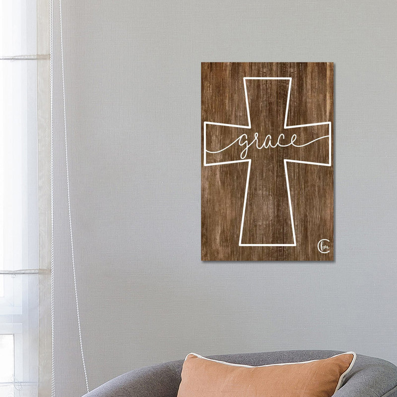 «Grace Cross», art textuel sur toile tendue, H 26 po x l 18 po x 1,5 po