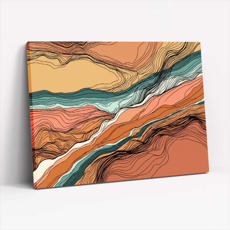 Ensemble de 1 tableau abstrait sur toile représentant un paysage, 36"H x 48"W, Wrapped Canvas