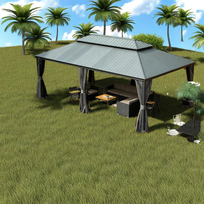 Pavillons et abris de jardin modernes (doit inclure le cadre), pavillon de jardin en acier 14 x 20