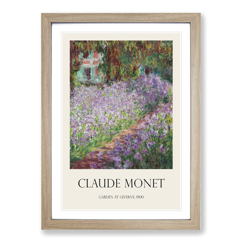 Irises in Monets Garden by Claude Monet - Picture Frame Art Prints, 65cm H x 48cm W x 2cm D, Oak Framed