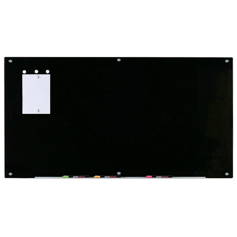 Wall Mounted Magnetic Black Glass Board, 47" x 96"