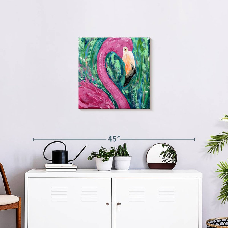 Portrait de flamant rose Brampt, H 20 po x l 20 po