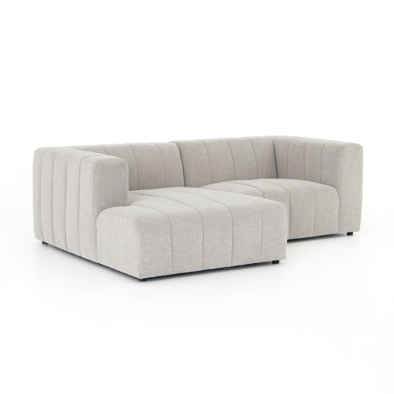 Grayson 88" Left Hand Facing Modular Sectional, Left Hand Facing, Gray Polyester