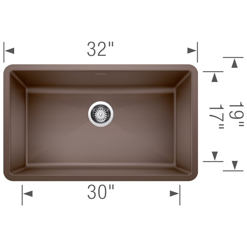 Precis SILGRANIT 32" L X 19" W Super Single Undermount Kitchen SInk, Café Brown