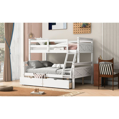 Twin Over Full Bunk Bed - White, With & 2 Storage For White Bed, Sleep
