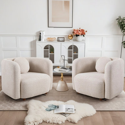 Ensemble de fauteuils demi-tonneau rembourrés de 39 po de large et 2 chaises d'appoint pour salon et chambre à coucher
