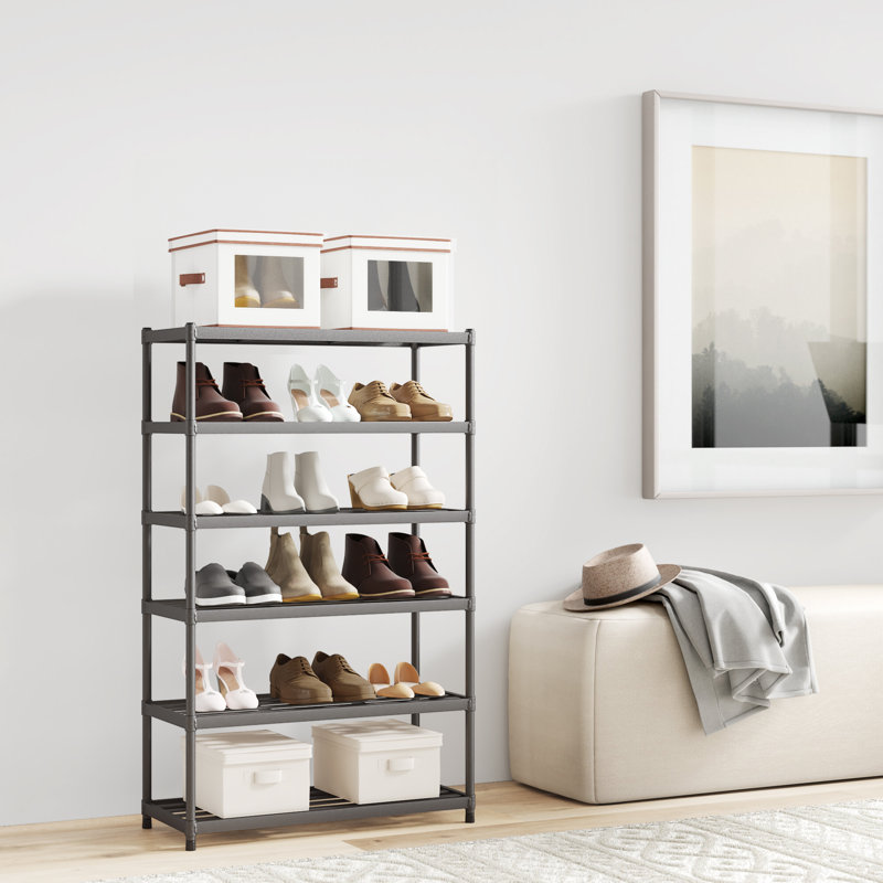 TRINITY Dark Gray 6-Tier Slat Shoe Rack