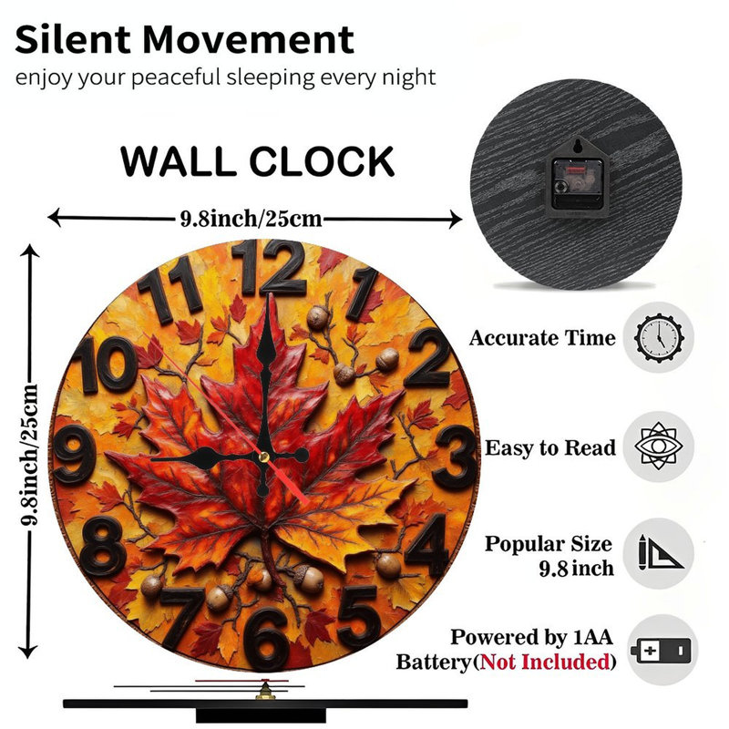 Horloge murale feuille d'automne